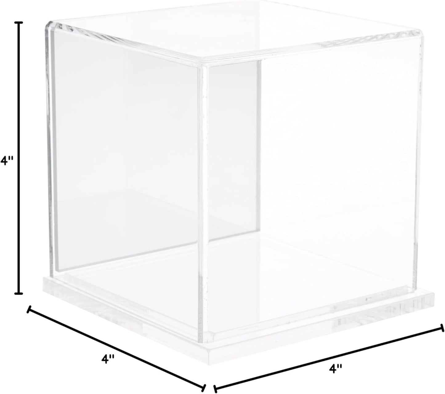 Plymor Clear Acrylic Display Case with Black Base, 4" x 4" x 4"