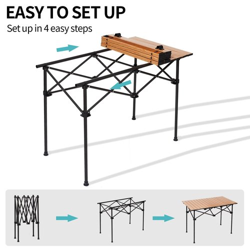SHANQUAN Camping Table Roll up Table, Fold up Lightweight Compact, 2-4 Person Portable Roll up Aluminum Table with Carry Bag for Outdoor, Camping, Picnic, Backyards, BBQ