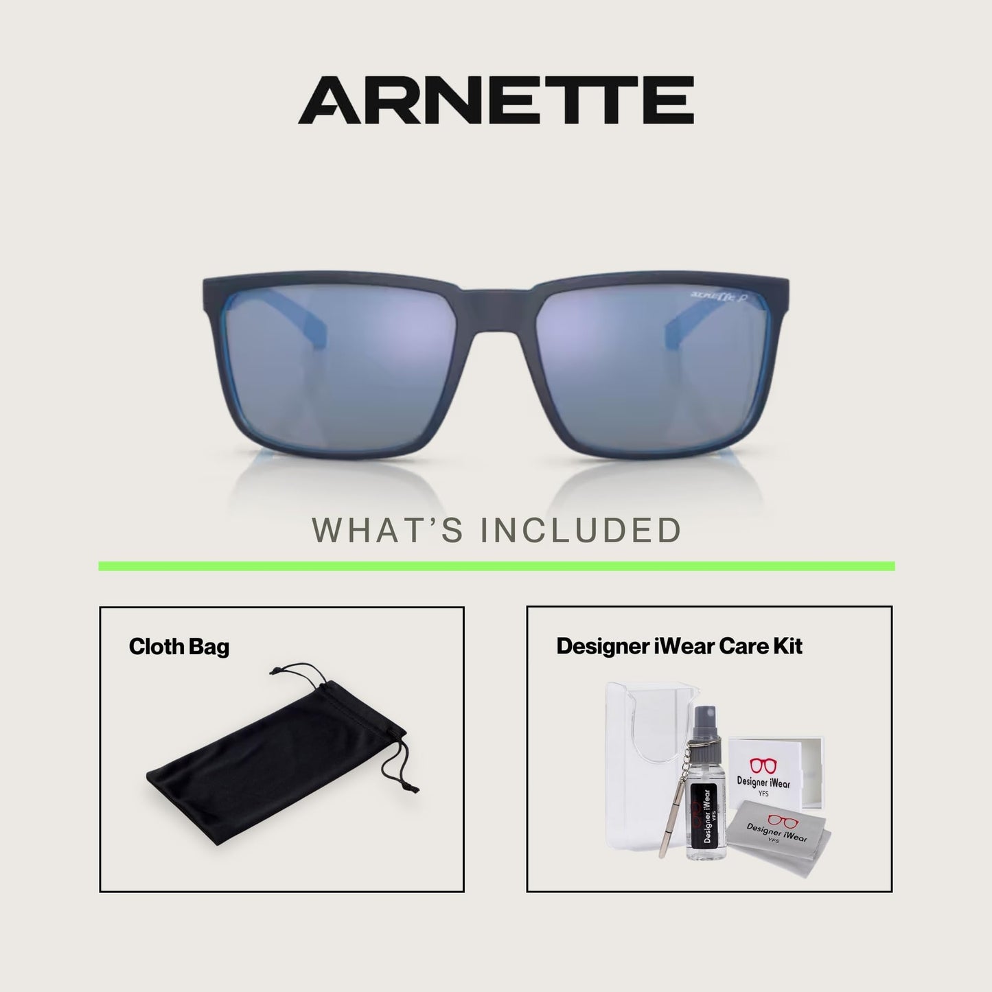 ARNETTE Stripe AN4251 286422 58MM Matte Top Navy on Light Blue/Dark Grey Mirror Water Polar Polarized Sunglasses for Men +BUNDLE with ACCESSORY EYEWEAR KIT
