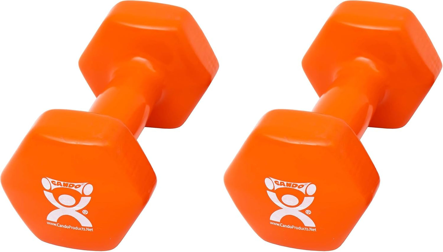 CanDo Vinyl Coated Dumbbell Orange 10 lb Single 1pc Handheld Weight for Muscle Training and Workouts, Color Coded Anti-Roll Home Gym Equipment, Beginner and Pro…