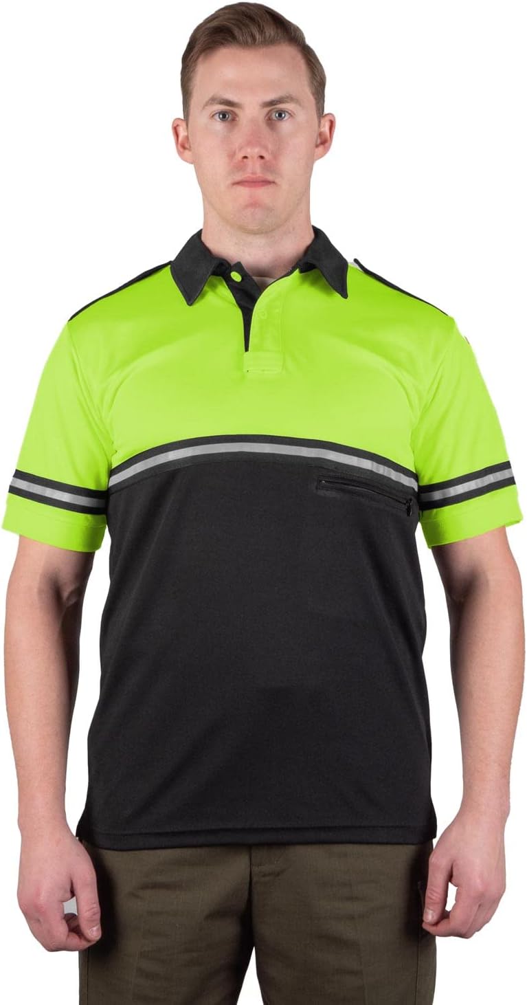 Reflective Two-Tone Bike Patrol Shirt with Zipper Pocket - First Class Safety Gear