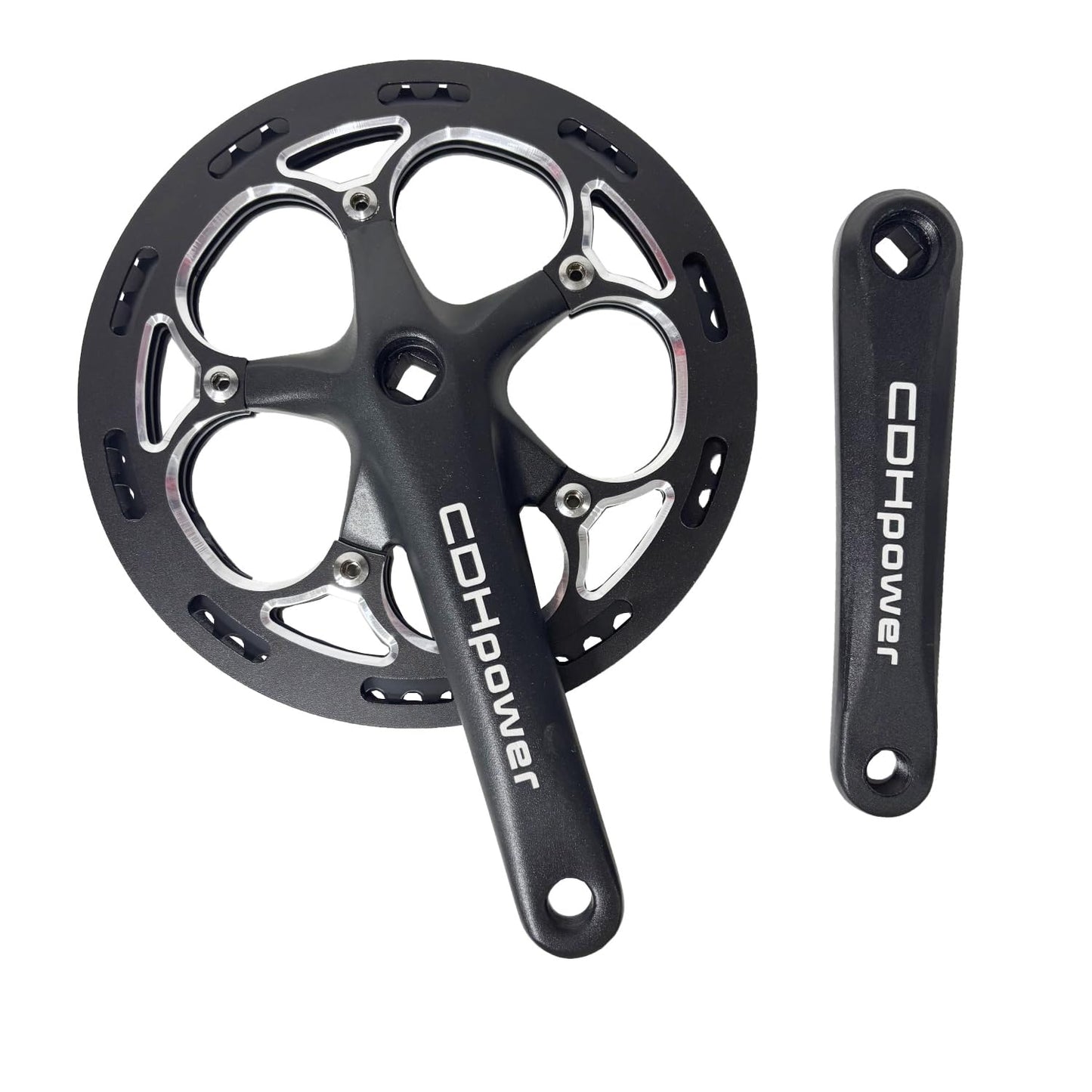 AUTES Single Speed Bike Crankset 52T/170mm/130mmBCD Alum Double Chainring Guard Square Hole Crank Arm Set for City Bike/Electric Bike/Road Bikes/MTB/Folding Bicycle