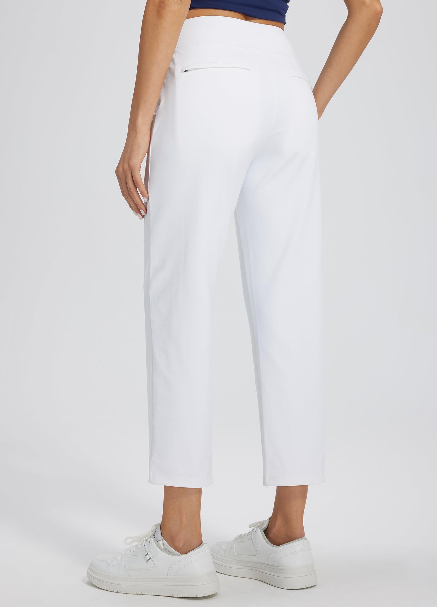 Libin Women's Pants with 4 Pockets Golf Pants 25''High Waisted Stretchy Ankle Pant for Travel Casual Athletic Busniess Work White S
