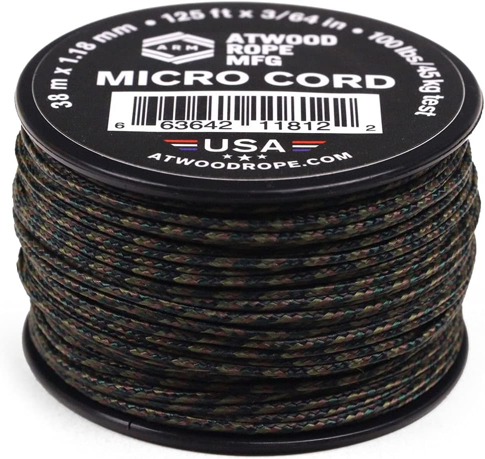 Atwood Rope MFG Micro Utility Cord 1.18mm X 125ft Reusable Spool | Tactical Nylon/Polyester Fishing Gear, Jewelry Making, Camping Accessories