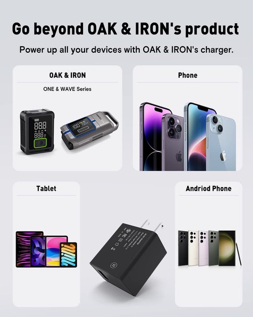 OAK & IRON 15W USB-C Wall Charger for ONE/Wave PRO