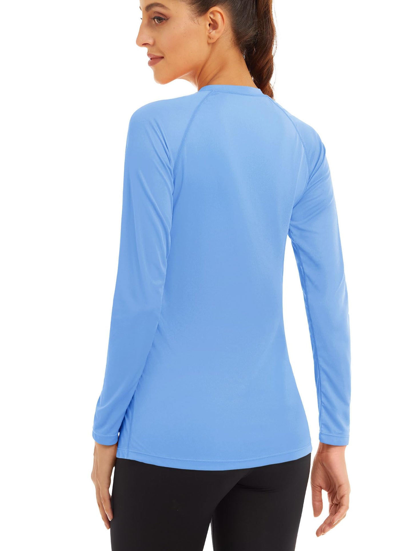 MAGCOMSEN Athletic Shirts Women T Shirts for Women Workout Shirts Running Shirts Women Long Sleeve Shirts UV Shirts for Women Summer Lightblue