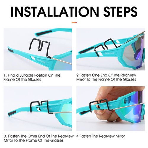 SquEqu Bike Mirror Cycling Glasses Mount Rear View Mirror Bicycle Rearview Mirrors Adjustable Wide Angle Back View for Mountain Road Riding Sunglasses Shortsighted Myopia Glasses