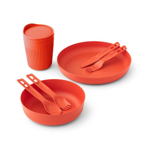 Sea to Summit Passage 1-Person Camping Dinnerware Set, Plate, Bowl, Mug, Utensils, Spicy Orange