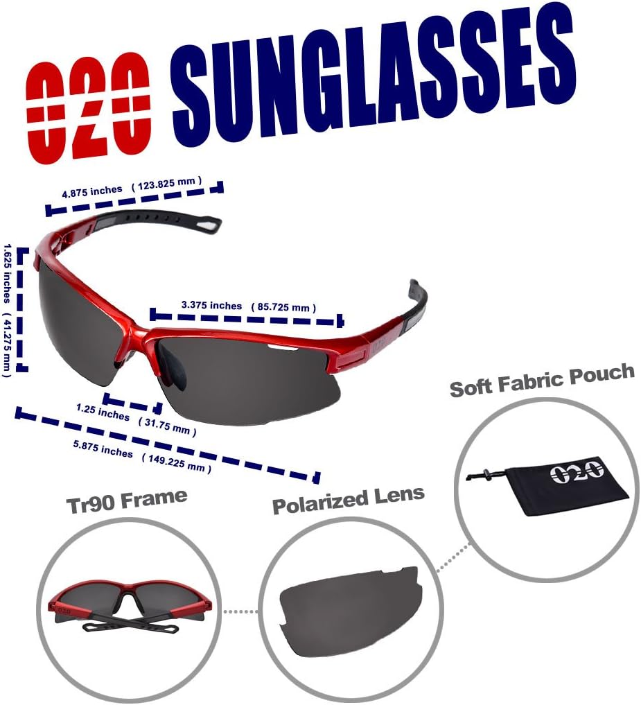 O2O Polarized Sports Sunglasses for Softball Baseball Men Women Teens Youth 020 Polarized Sunglasses