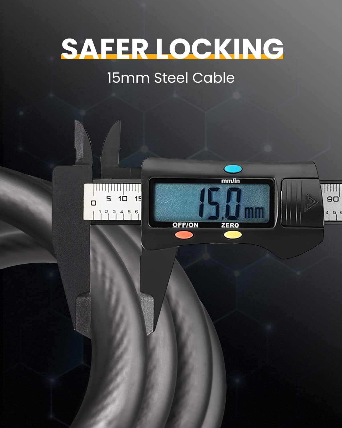 5-Dial Resettable Bicycle Lock - 4FT/1.2M Anti-Cut Cable Lock with Combination Code | Lightweight Security Chain for Mountain Bikes, E-Bikes, Scooters