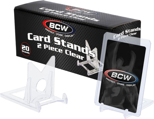 BCW 2-Piece Card Display Stands | Showcase Top Loaders, Magnetics, Screwdowns |Trading Card Display| Card Display Stand | Card Stand | Semi Rigid Card Holder Stand (20 Pack)