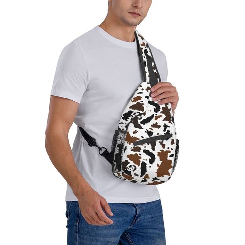 pwakvom Cow Sling Bag Crossbody Sling Backpack Travel Hiking Daypack Chest Bags Shoulder Bag For Women Men
