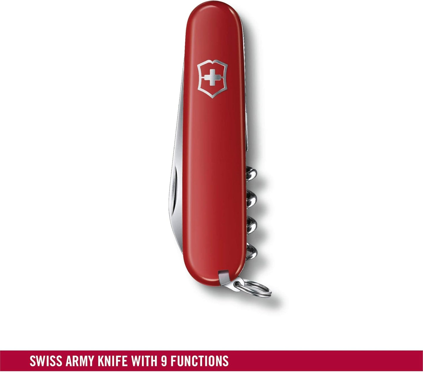 Victorinox Waiter Swiss Army Knife, 9 Function Swiss Made Pocket Knife with Large Blade, Corkscrew and Bottle Opener - Red