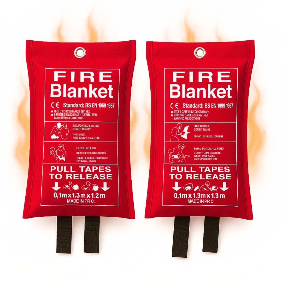 AMBAS Emergency Fire Blanket - Durable, Compact, and Easy-to-Use Fire Suppression Blanket for Home, Kitchen, and Camping - Heat Resistant and Safety Certified