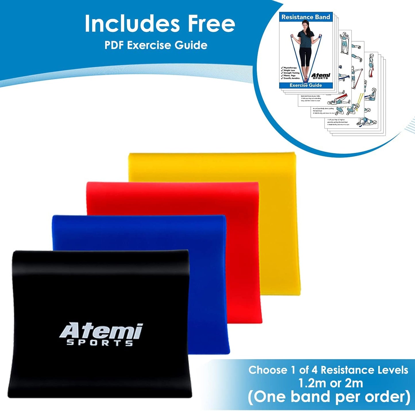 Exercise Bands for Physical Therapy | Resistance Band for Fitness, Yoga, Pilates | Long Resistance Bands for Working Out | Elastic Band for Exercise | Stretch Band