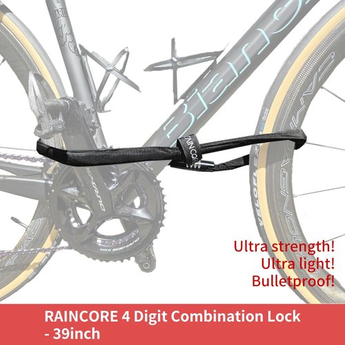 RAINCORE Light Weight Bike Cable Lock for Heavy Duti Anti Theft - 39inch (100cm) - 0.33lb (151g) - Bike Chain Lock with Chain Cutter Proof Fiber - Patented Korea - Security Cable (39 inches)