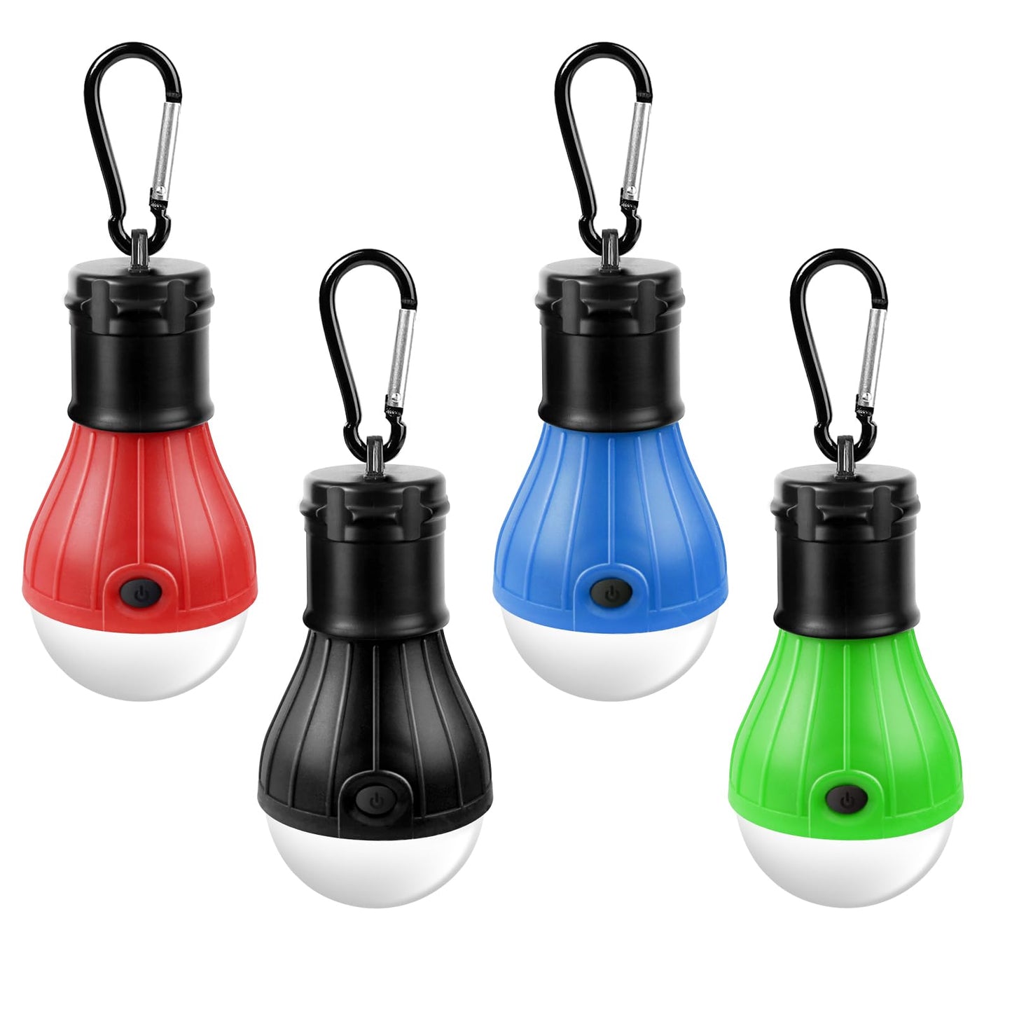 EXTRASTAR LED Camping Lantern, 3 Lighting Modes, Hanging Tent Light Bulbs with Clip Hook, Camping Essentials, Ideal for Hiking, Hurricane, Storms, Outages, Battery Powered, 4 Packs