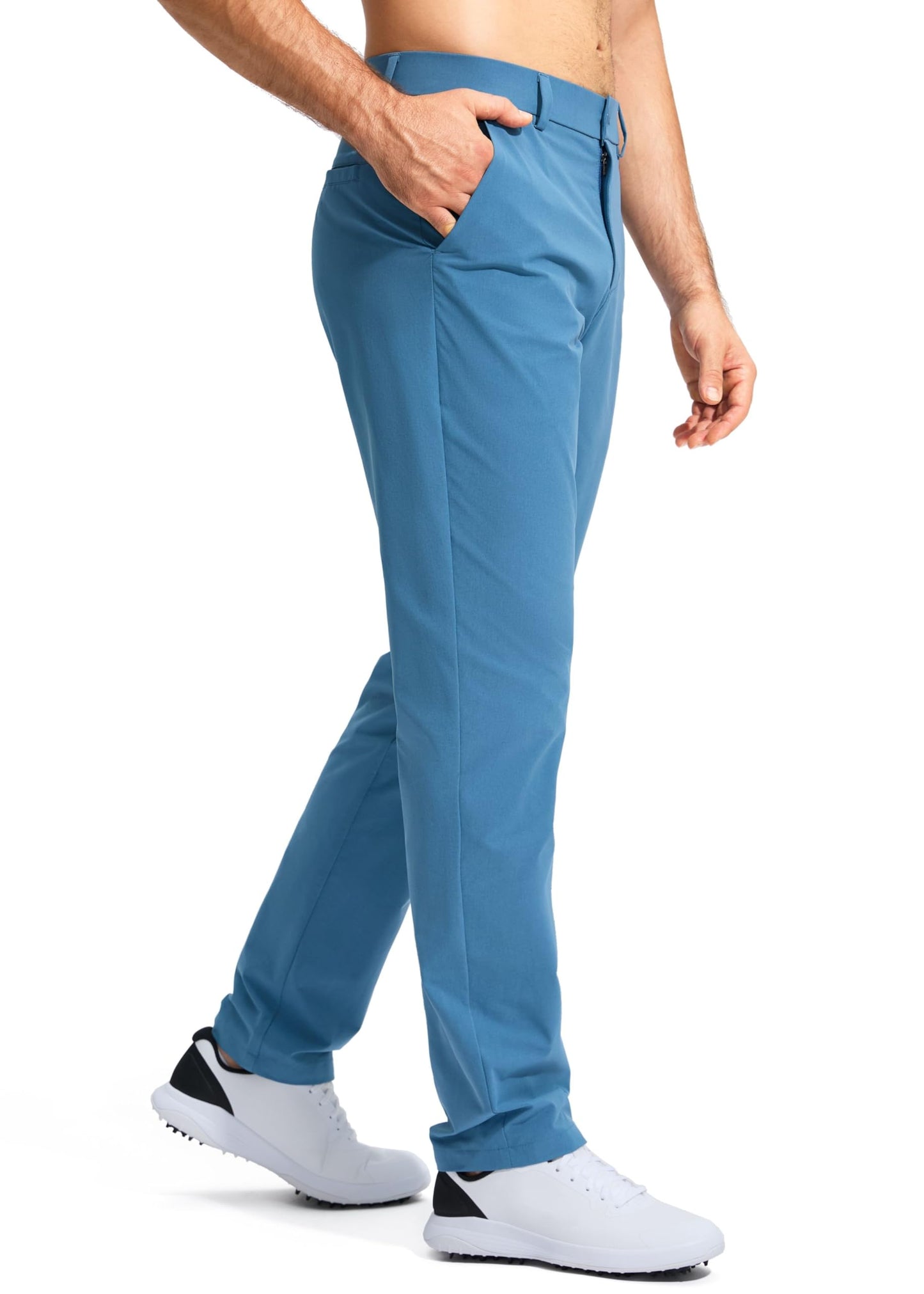 Pudolla Men's Golf Pants Stretch Work Pants for Men Dress Comfy Pants 30 Lightweight Quick Dry Casual Trousers(Stone Slab Blue 30Wx30L)