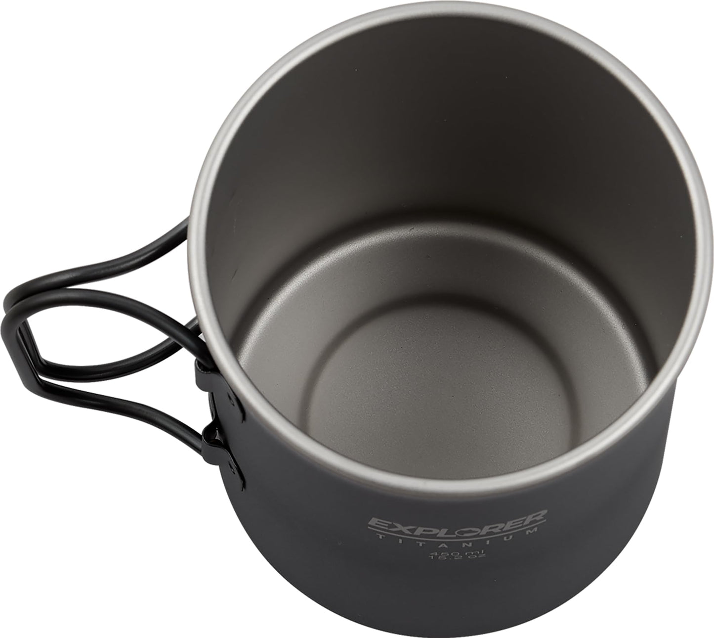 Explorer Bear Black Titanium Foldable Handle Camping Cup, 15.2 oz, 450 ml
