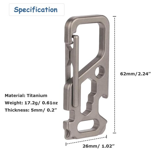 Hamans Keychain Holder Anti-Lost Quick Release Bottle Opener Wrench Screwdriver Titanium Keychain with Key Ring