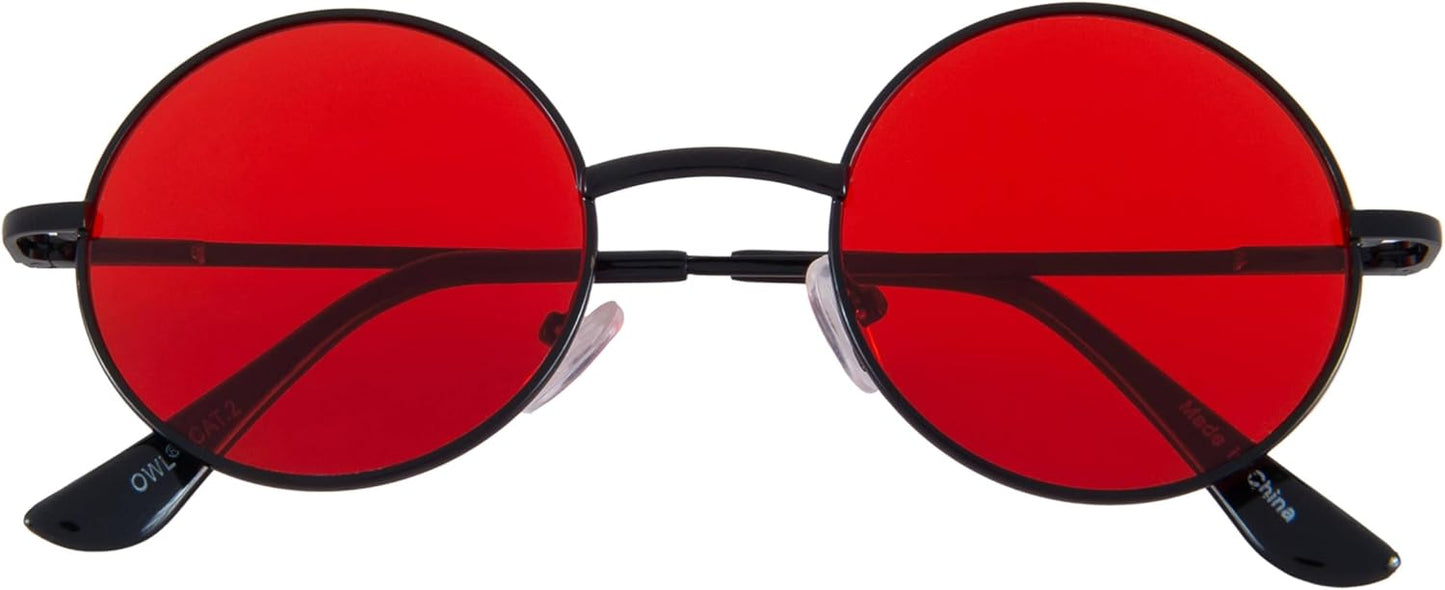 OWL Round Sunglasses Metal Frame Hippie Sunglasses UV400 Polycarbonate Circle Lens John Lennon Sunglasses for Men Women
