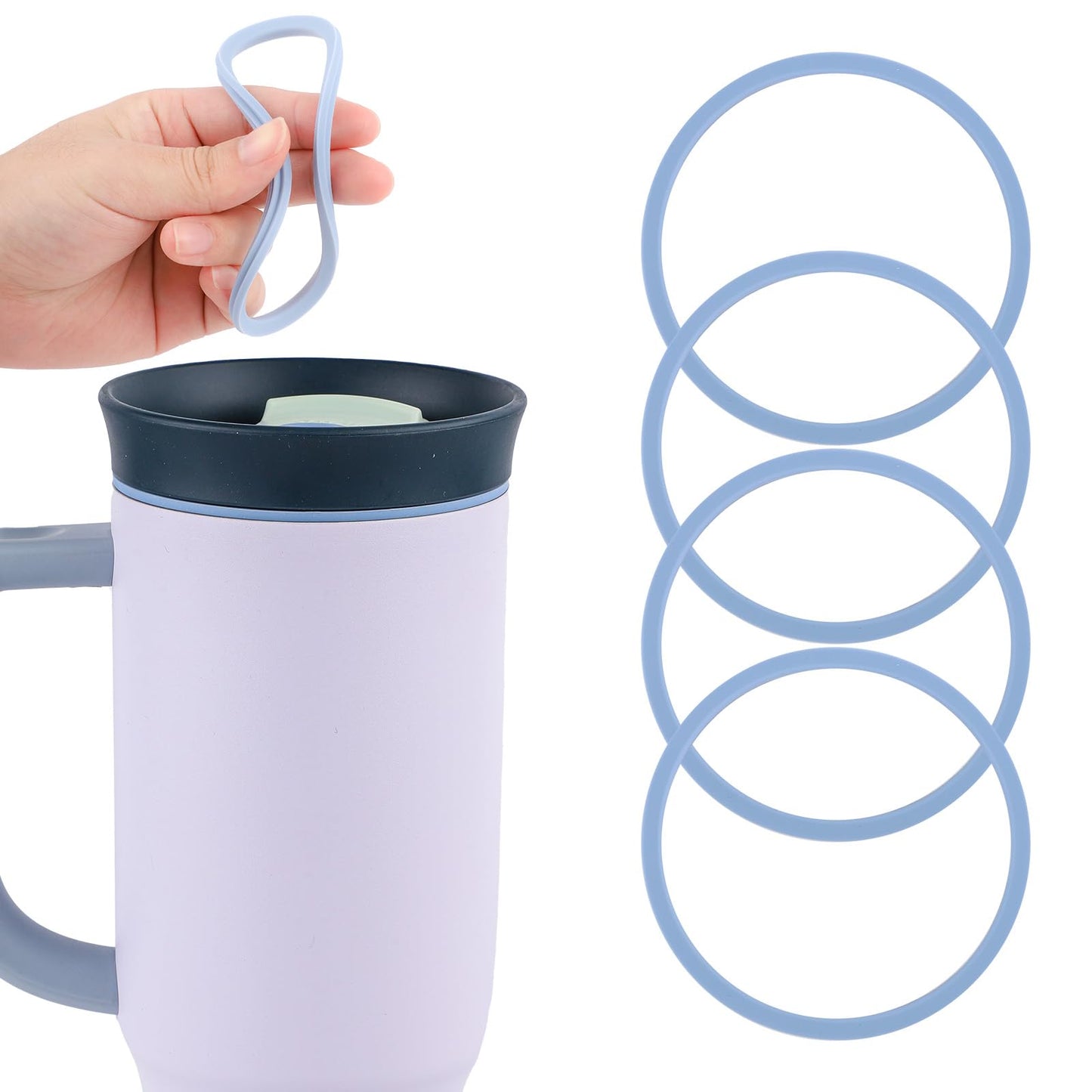 4pcs Gasket Replacement for Owala 40oz Tumbler, O Shaped Rubber Lid Seal Ring Water Bottle Accessories Replacement Part Compatible with Owala 40oz Stainless Steel Cup