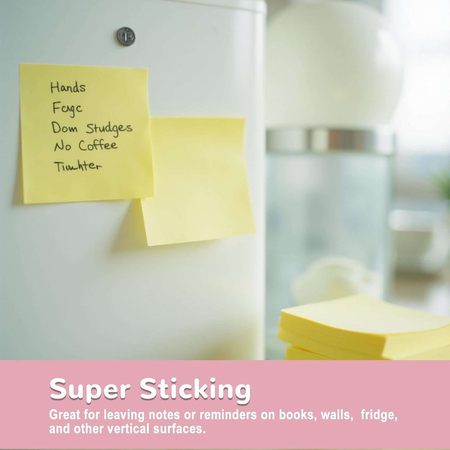 (24 Pack) Sticky Notes 3x3 in Yellow Sticky Pads, Strong Adhesive, Clean Removal, Recyclable, Self-Stick Note Pads Easy to Post for Home, Office, Notebook