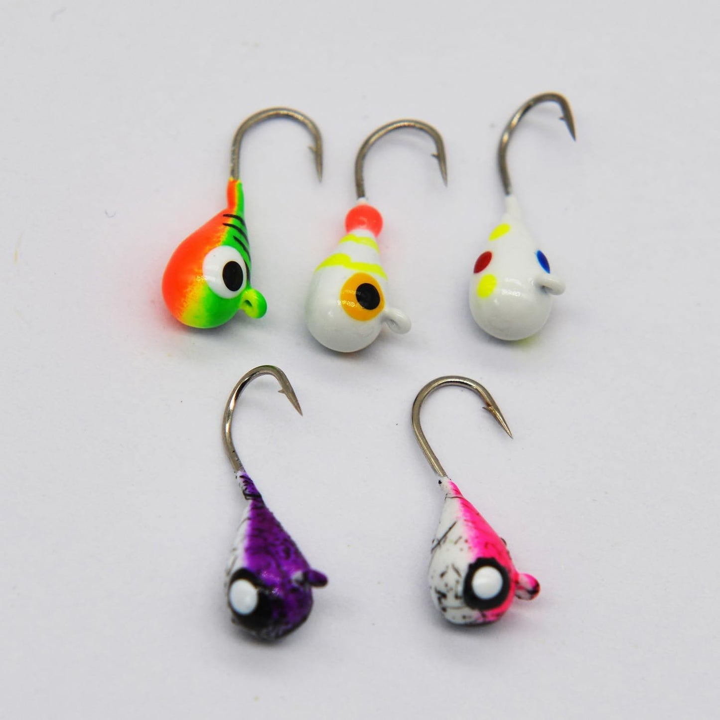 ALICHINO Ice Fishing Jig Set, 5pcs Tungsten Ice Jig Heads for Panfish & Crappie, Needle Point Hooks, 4MM Size