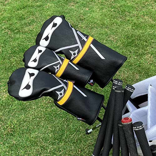 Golf Headcover for Hybrid - Leather Ninja Club Cover with Embroidery