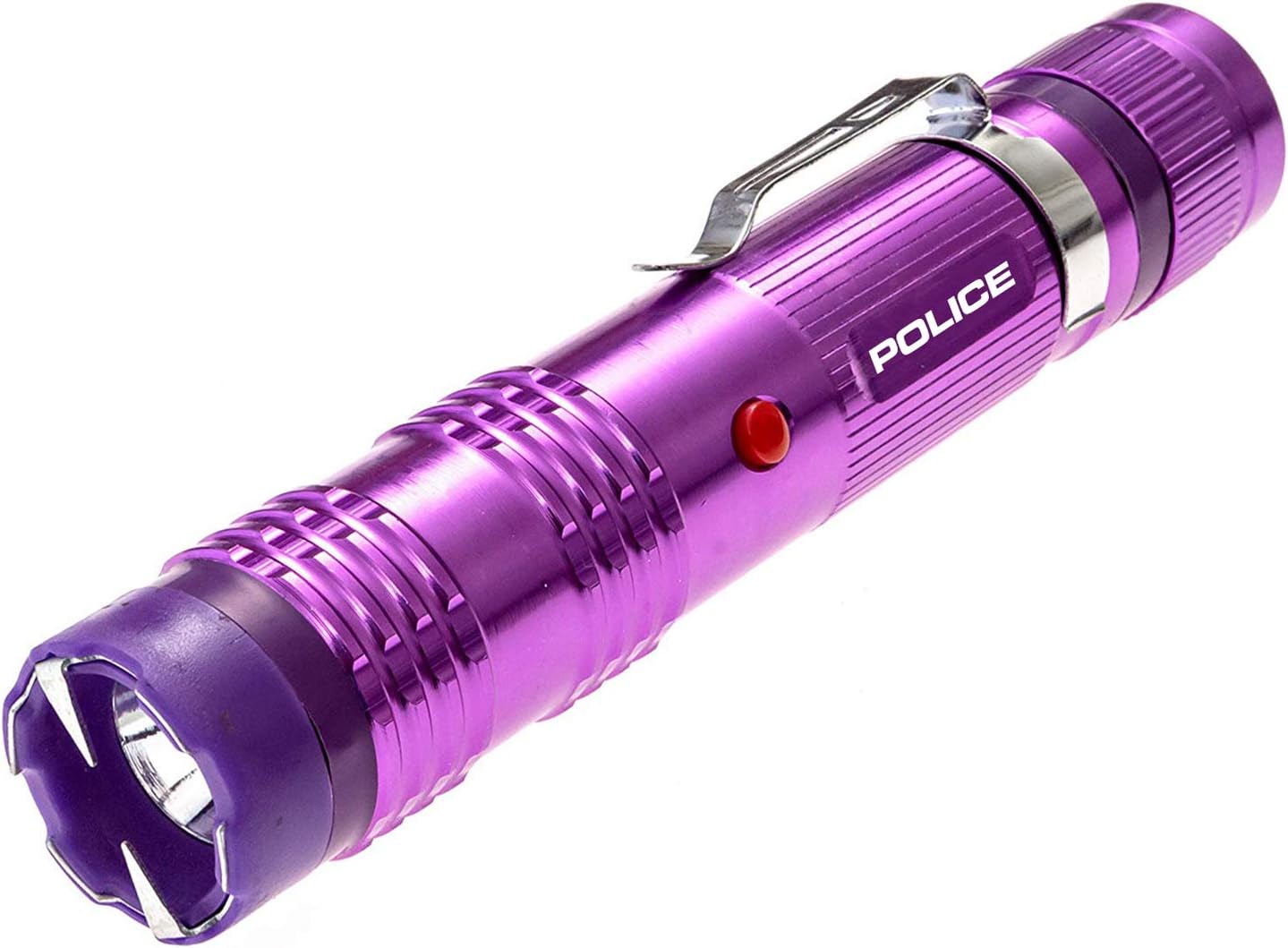 POLICE Stun Gun for Self Defense – M12 Aluminum High Voltage Mini Rechargeable with LED Flashlight, Compact & Heavy Duty – Personal Security for Women & Men – Purple