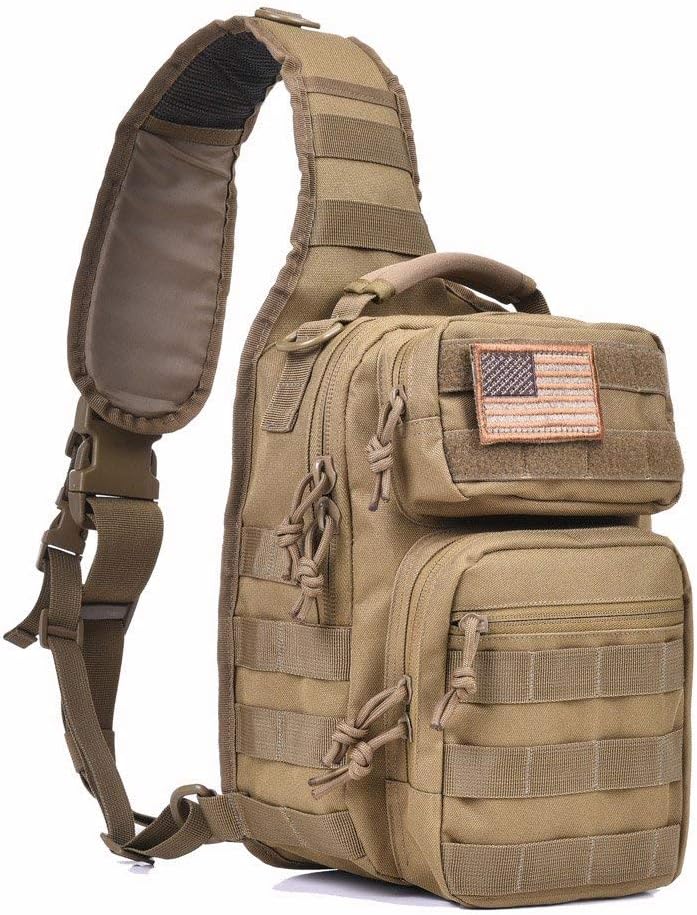 REEBOW GEAR Tactical Sling Backpack Rover Shoulder Sling Pack (Black)