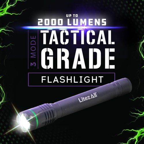 LitezAll 400 Lumen Tactical Flashlight, Compact LED Flashlight with Pocket Clip, Aerospace Aluminum Body, IPX2 Weather Resistant, Everyday Carry Flashlight for Outdoor, Work, and Emergency Use