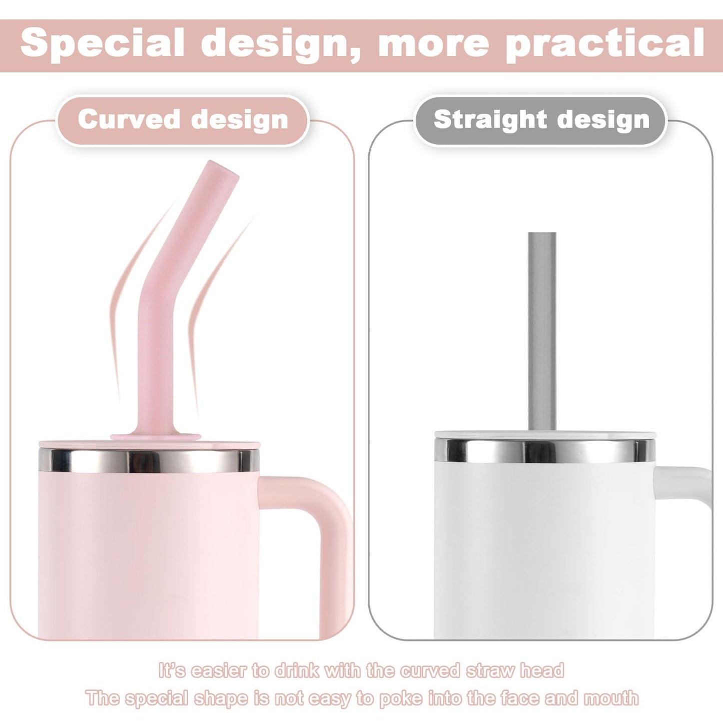 3pcs Press in Straw Replacement for Hydro Flask Travel Tumbler 40/32/28/20oz, BPA Free Reusable Silicone Tumbler Straws for HydroFlask Water Bottle Lid Accessories (Black, Pink and Blue)