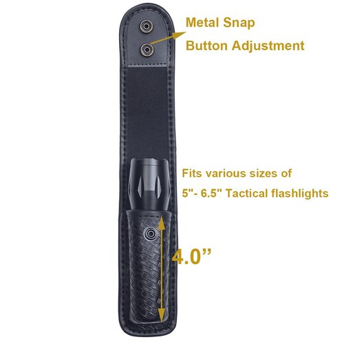 TAFTACFR Molded Flashlight Pouch Tactical Flashlight Holster with Hidden Snap Flash Light Case for Duty Belt