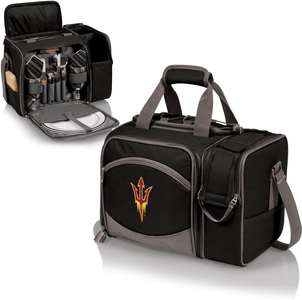 NCAA Malibu Cooler Picnic Basket - Insulated Tote with Complete Picnic Set