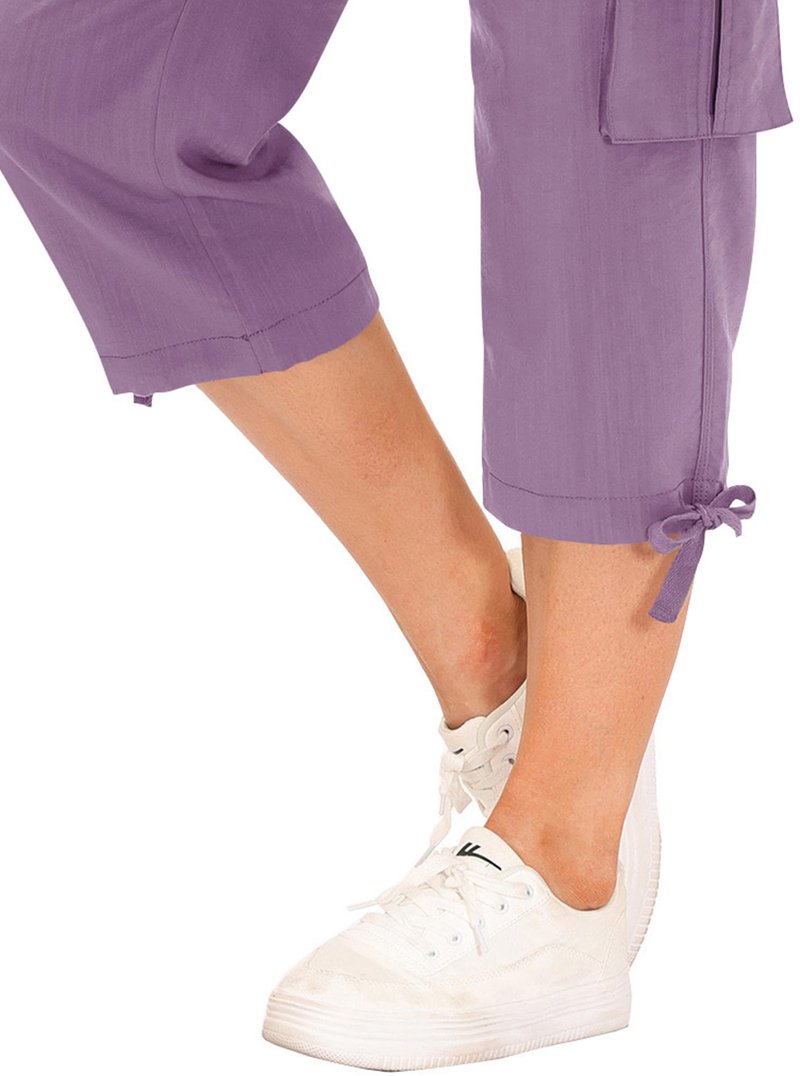 MoFiz Cargo Capri Pants for Women Lightweight Quick Dry Summer Capris for Hiking Travel Casual Pink Purple XL