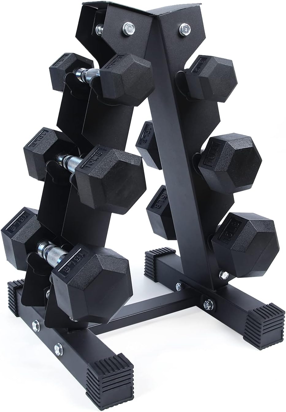 RitFit 5-300LBS Rubber Encased Hex Dumbbell Sets with Optional Rack for Home Gym, Coated Hand Weights for Strength Training, Workouts