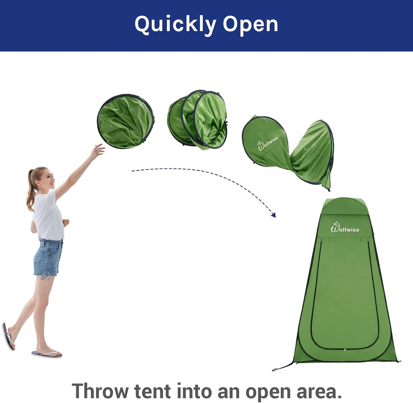 WolfWise Pop Up Privacy Shower Tent Portable Outdoor Sun Shelter Camp Toilet Changing Dressing Room