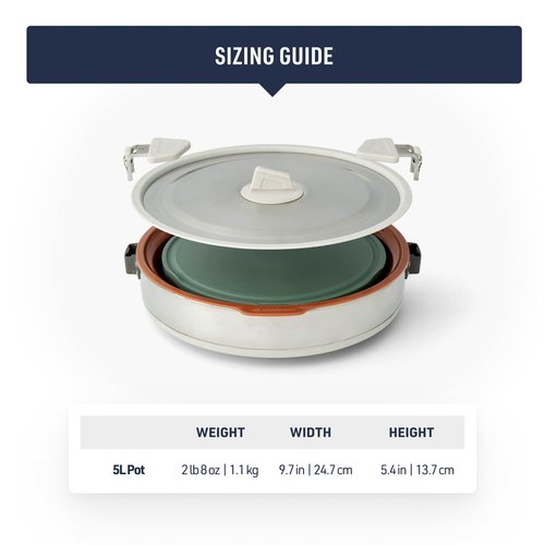 Sea to Summit Detour Essentials Camp Kitchen Kit (5 Liter Pot, Collapsible Colander, 2 Cutting Boards)