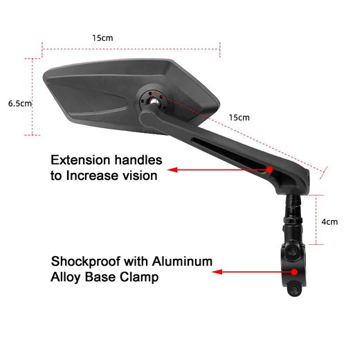 Bike Mirror, Bicycle Mirrors of Handlebars Rotate Rearview Glass Lens, Safe Cycling Bike Rear View Mirror (Diamond)