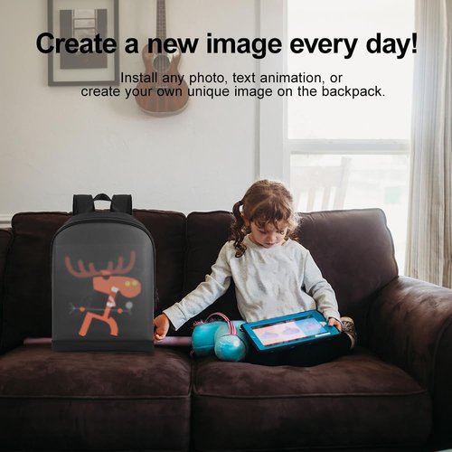 YOLOLAND LED Color Screen Customizable photo/icon Backpack,Water-Resistant Travel Bag with USB Port and Comfortable Padding