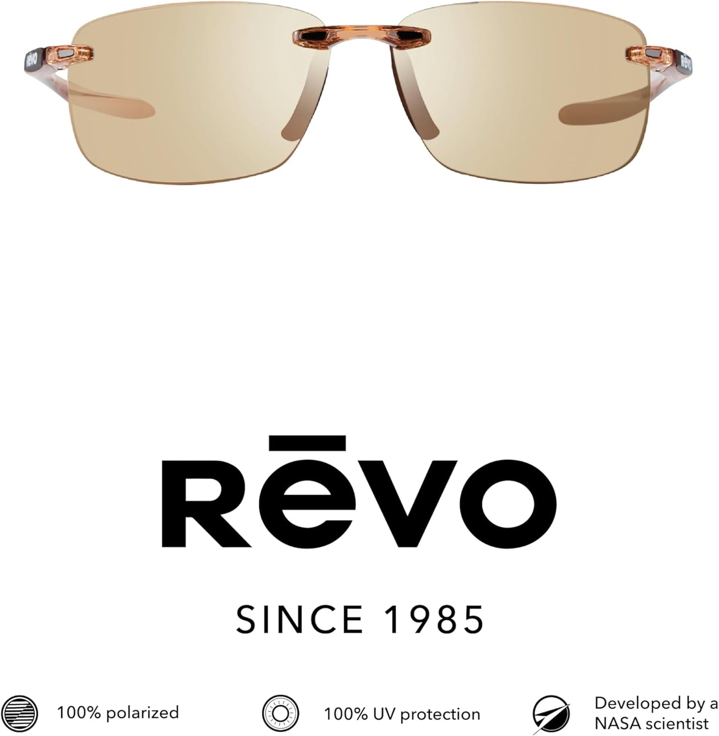 Polarized Rimless Rectangular Revo Descend N Sunglasses - Stylish UV Protection