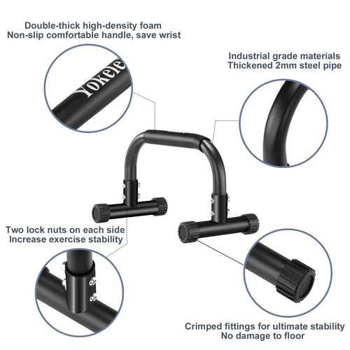 YOKELE Push Up Bar - No Wobbling Parallettes Bars & Pushup Handles Handstands, L-Sit, Planche, Core Training, Home Gym Workouts, Dip Bar - Calisthenics Equipment for Home, 660LBS (Black)