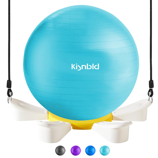 kisnbld Exercise Ball, Daisy Shaped Yoga Ball Base with Resistance Bands for Stability, Yoga, Balance & Preganancy, Anti-Burst Ball Chair for Office, Home & Gym(65cm/22in)