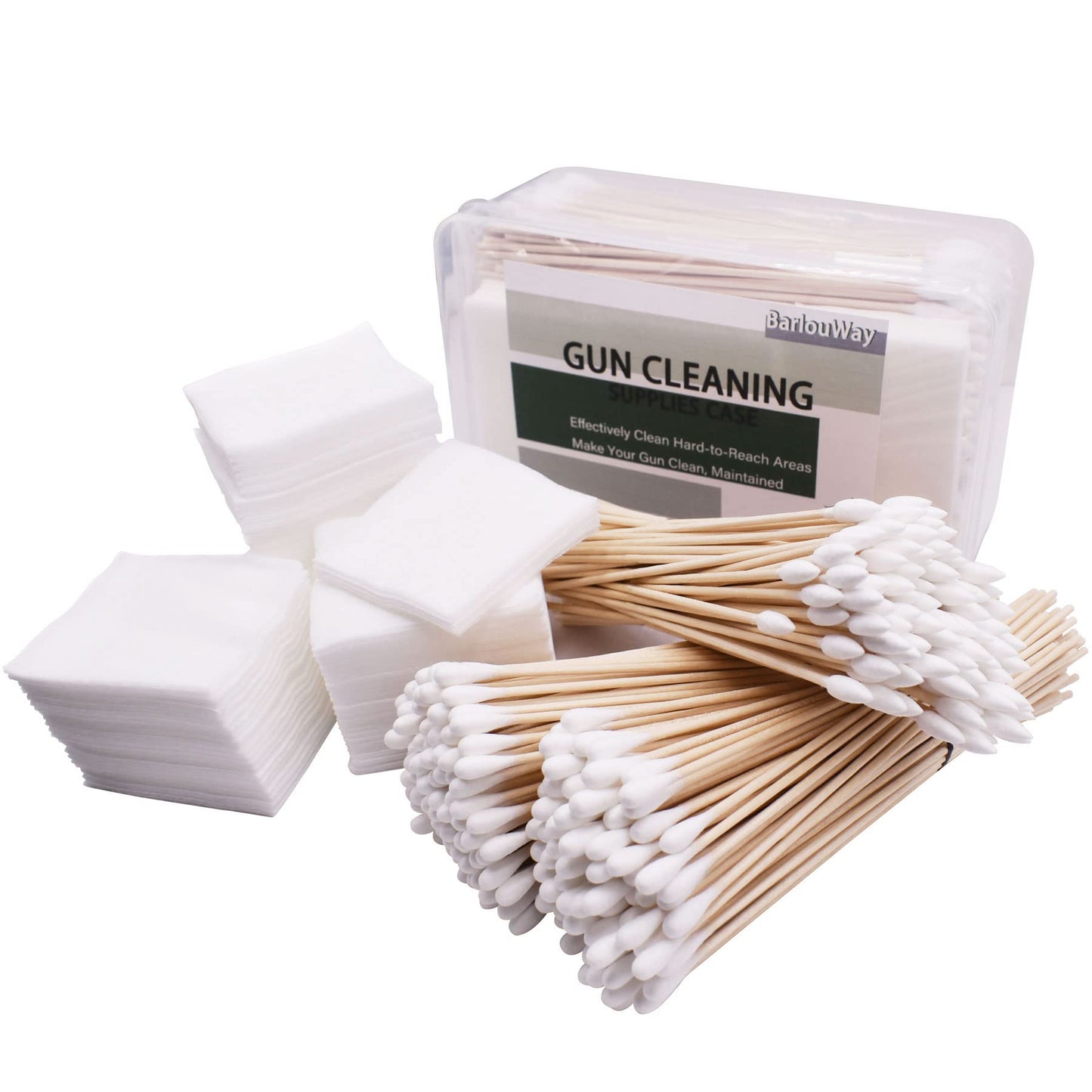 Gun Cleaning Kits Tools in Storage Box 800Pcs Patches and Swabs, 500Pcs Absorbent Gun Cleaning Patches and 300Pcs 6-inch Gun Cotton Swabs Lint Free for Gun Pistol Rifle Electronic Makeup