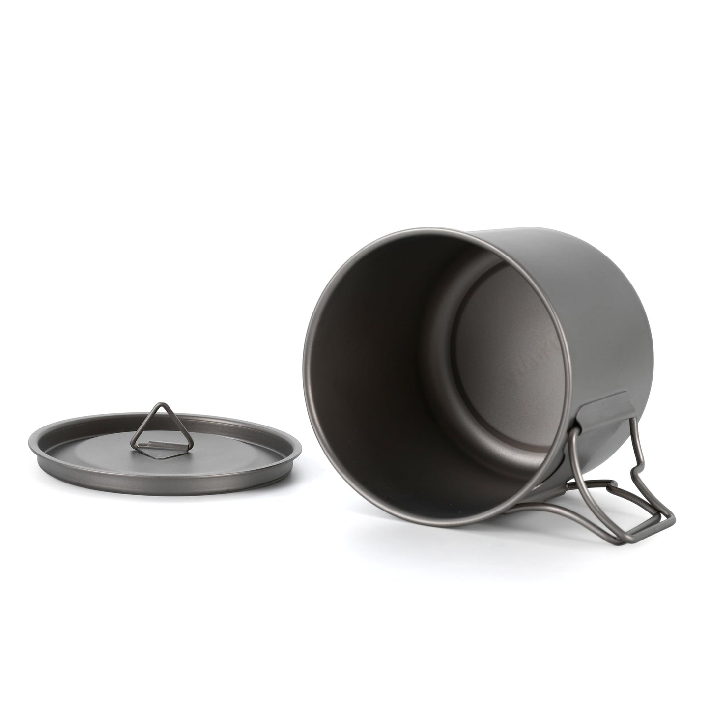 ArctikFox TITANIUM Cup 14 fl oz (420ml) w/Lid and handles - Ultralight Camping Pot, Portable Drinkware, Travel Coffee Mug