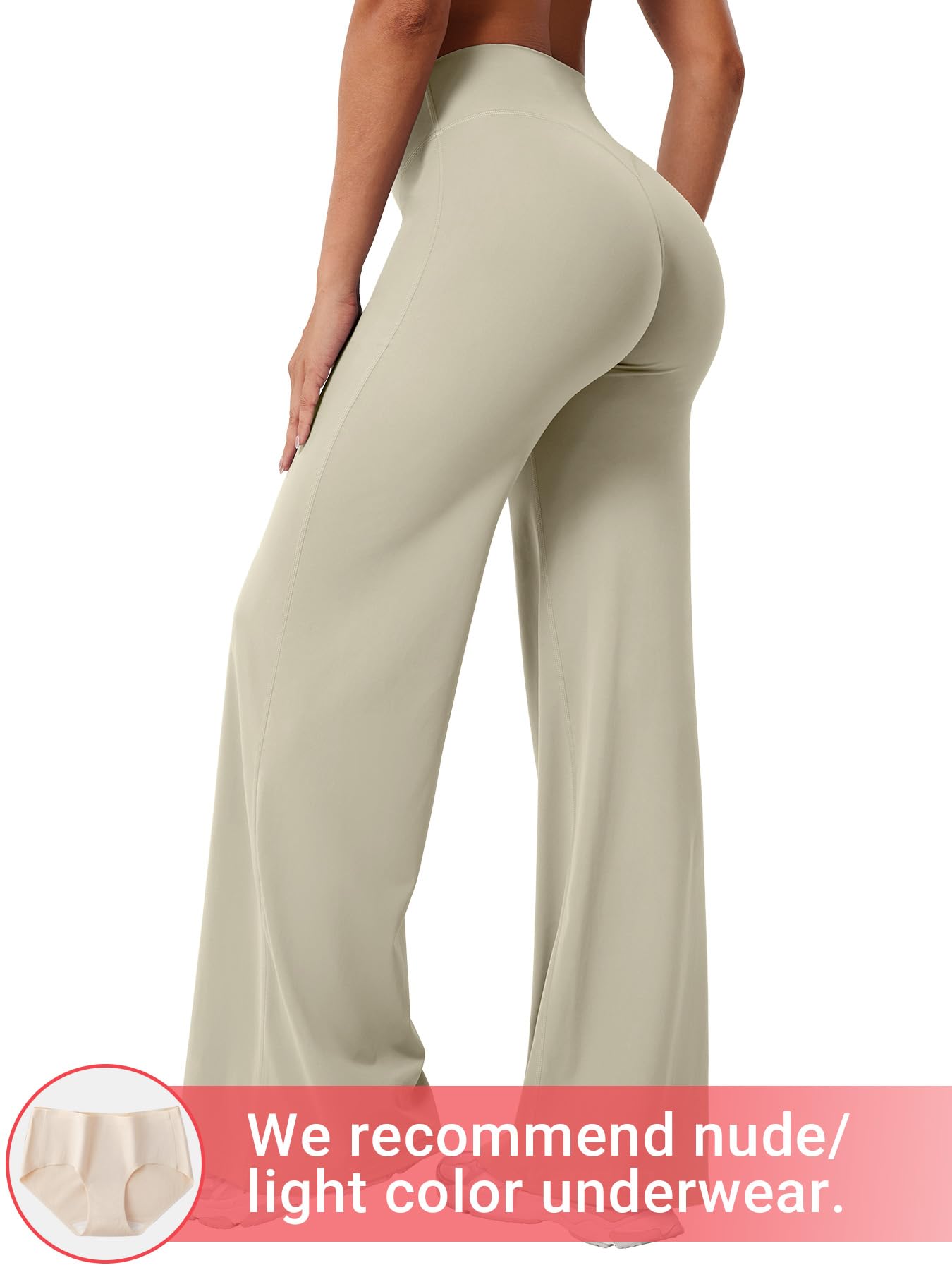 YEOREO Workout Leggings Womens No Front Seam Straight Leggings 31.5" High Waist Buttery Eddiy Gym Yoga Pants Light Sand M