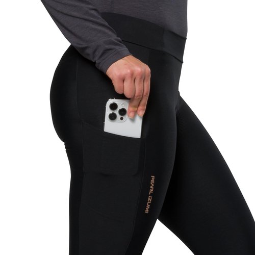 PEARL IZUMI Women's Quest Thermal Cycling Tights, Thigh Cargo Pockets & Ultra-Soft Thermal Fleece Fabric, Levitate Chamois for Comfort & Support, Black, Large