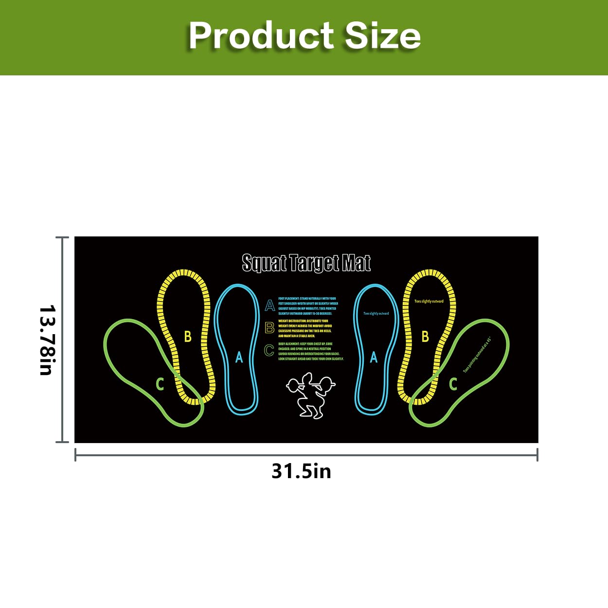 Exercise Mat Perfect for Squats, Leg and Ab Workouts, Squat guide mat, Squat Step Position, Squat Mat Knee Mat Lightweight and Portable for Men and Women