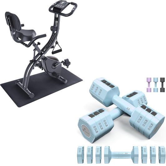 Exercise Bike with Dumbbells Set